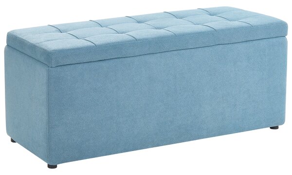 Taburet modrý 100 x 42 x 40 cm polyester čalúnená taburetka úložný priestor obývacia izba moderný štýl