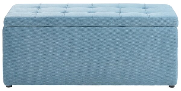 Taburet modrý 100 x 42 x 40 cm polyester čalúnená taburetka úložný priestor obývacia izba moderný štýl