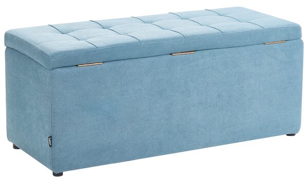 Taburet modrý 100 x 42 x 40 cm polyester čalúnená taburetka úložný priestor obývacia izba moderný štýl