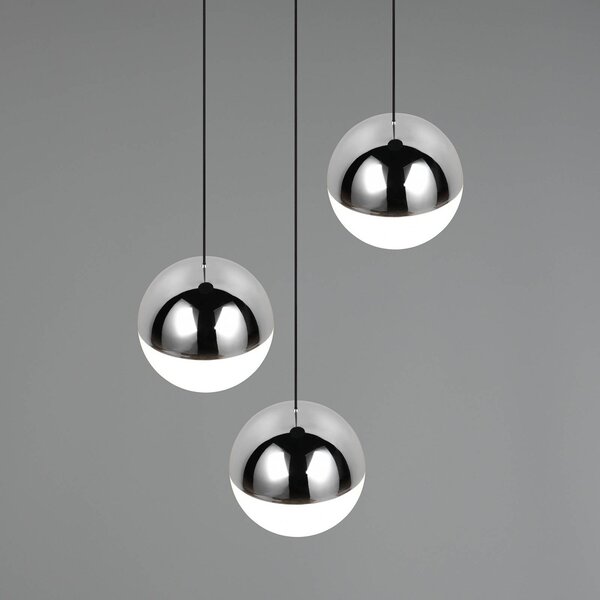LED závesné svietidlo Senta, chrómová farba, Ø 25 cm, 4 000 K, 3-pl., Chrómová / strieborná, Obývacia izba / jedáleň, Plast, Moderný, Závesné svietidlo