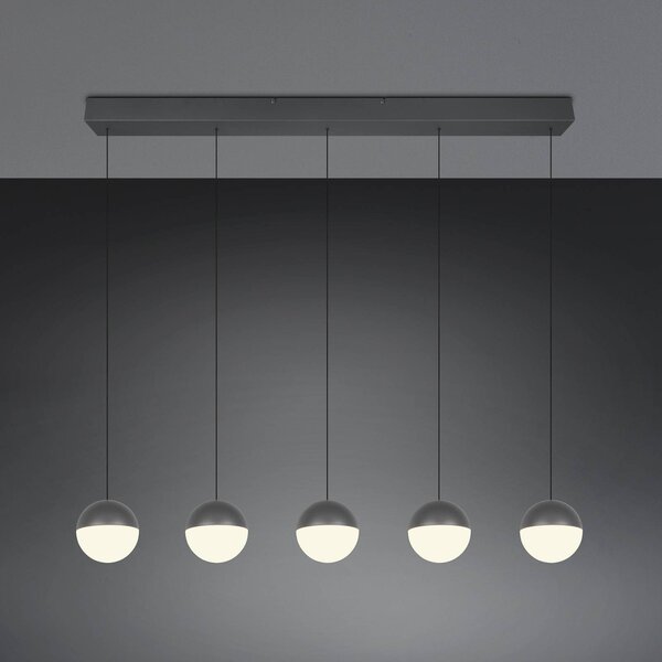 LED závesné svietidlo Senta, antracitová, dĺžka 114 cm, 3 000 K, 5-pl., Čierna, Obývacia izba / jedáleň, Plast, Moderný, Závesné svietidlo