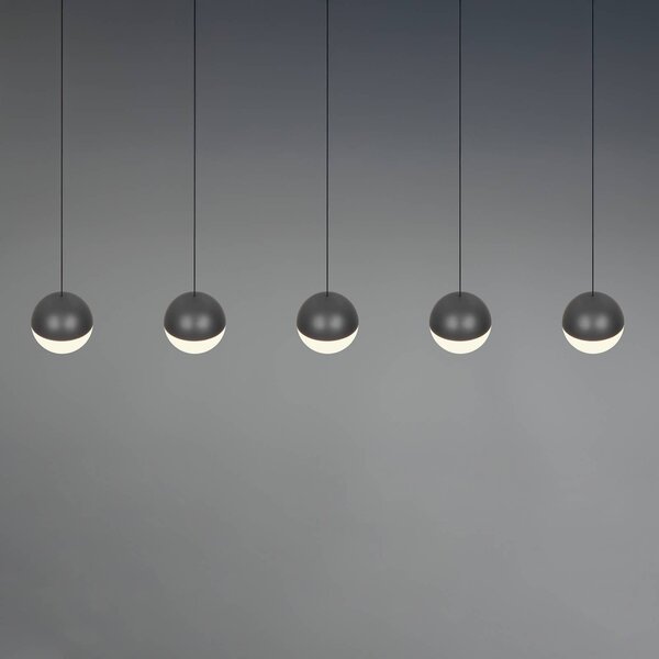 LED závesné svietidlo Senta, antracitová, dĺžka 114 cm, 3 000 K, 5-pl., Čierna, Obývacia izba / jedáleň, Plast, Moderný, Závesné svietidlo