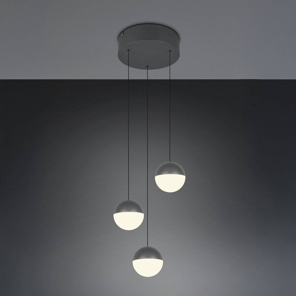 LED závesné svietidlo Senta, antracitová, Ø 25 cm, 3 000 K, 3-pl., Čierna, Obývacia izba / jedáleň, Plast, Moderný, Závesné svietidlo