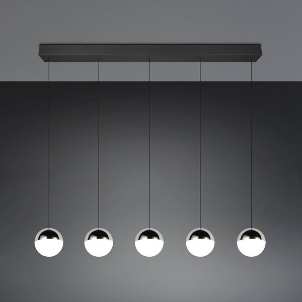 Reality Leuchten LED závesné svietidlo Senta, chróm, dĺžka 114 cm, 4 000 K, 5-pl., Chrómová / strieborná, Obývacia izba / jedáleň, Plast, Moderný, Závesné svietidlo