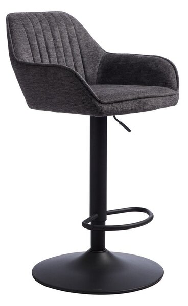 Tmavosivá čalúnená barová stolička s nastaviteľnou výškou/s podrúčkami (výška sedadla 65 cm) Nolan – Unique Furniture