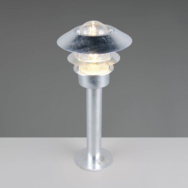 Stojaca lampa Ruvuuma, farba zinku, výška 50 cm, kov, IP44, Hliník / sivá / zinok, kov, Vonkajčie stĺpové osvetlenie