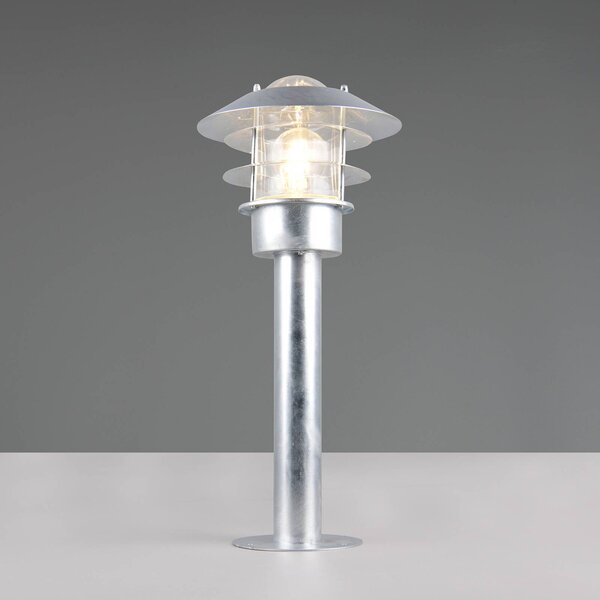 Stojaca lampa Ruvuuma, farba zinku, výška 50 cm, kov, IP44, Hliník / sivá / zinok, kov, Vonkajčie stĺpové osvetlenie