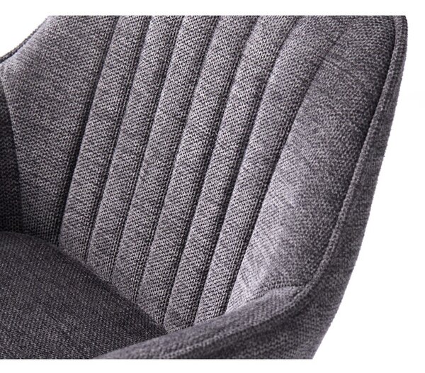 Tmavosivá čalúnená barová stolička s nastaviteľnou výškou/s podrúčkami (výška sedadla 65 cm) Nolan – Unique Furniture