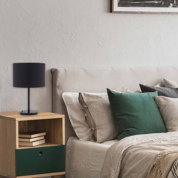 Stolová lampa Kari, čierna/zlatá, výška 33 cm, textil, E27, Čierna, Obývacia izba / jedáleň, Textil / látka / hodváb, Moderný, Stojacie svietidlo