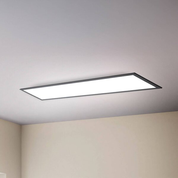 LED panel Odin zapnutý/vypnutý, 100 x 25 cm, čierny, 4 000 K, Čierna, Pracovňa / Kancelária, kov, Moderný, Stropné svetlo