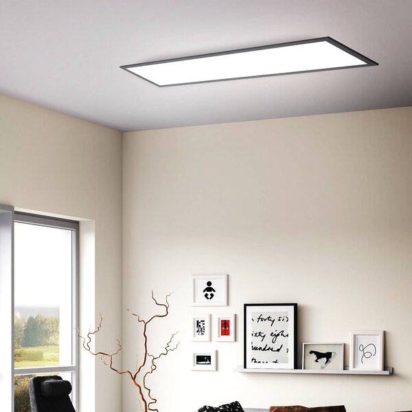 LED panel Odin zapnutý/vypnutý, 100 x 25 cm, čierny, 4 000 K, Čierna, Pracovňa / Kancelária, kov, Moderný, Stropné svetlo