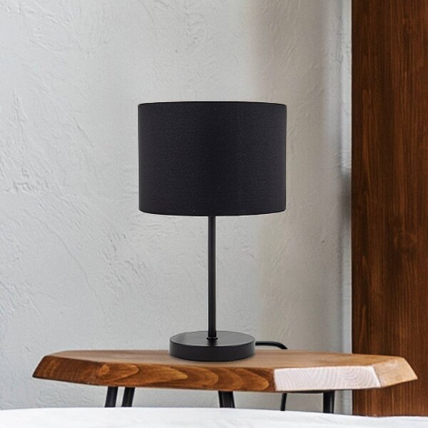 Stolová lampa Kari, čierna/zlatá, výška 33 cm, textil, E27, Čierna, Obývacia izba / jedáleň, Textil / látka / hodváb, Moderný, Stojacie svietidlo