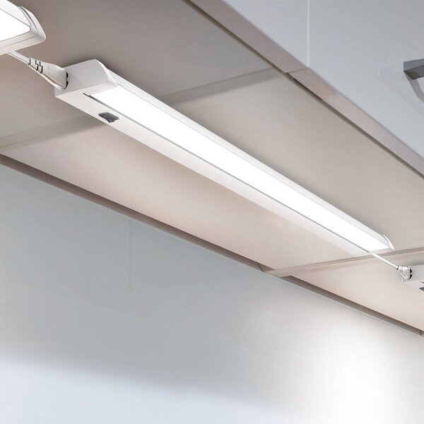 LED podskrinkové svietidlo Hike, biele, dĺžka 54,7 cm, 4 000 K, Biela / opálová, Kuchyňa, Plast, Nábytkové latové svetlo