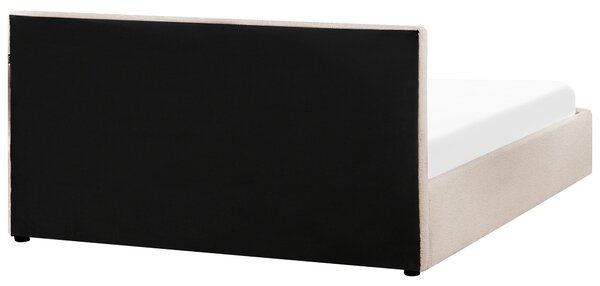 Posteľ s úložným priestorom béžová buklé čalúnenie 160 x 200 cm s čelom moderný štýl spálňa