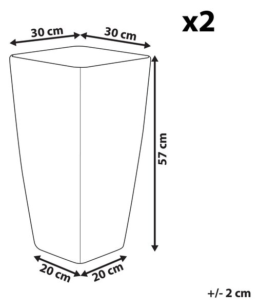Sada 2 kvetináčov zlatá kamenná zmes 30 x 57 cm obdĺžnikový tvar odolné voči vplyvom počasia moderný štýl interiér exteriér