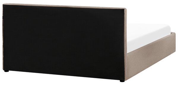 Posteľ s úložným priestorom sivobéžová buklé čalúnenie 160 x 200 cm s čelom moderný štýl spálňa