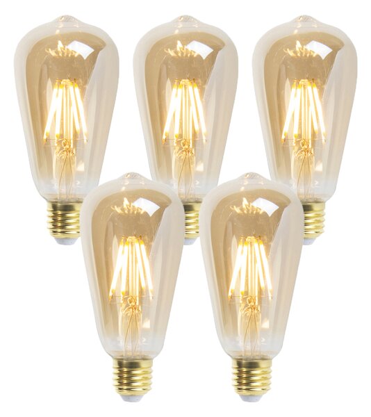 Sada 5 stmievateľných LED žiaroviek E27 ST64 Goldline 5W 380lm 2200K