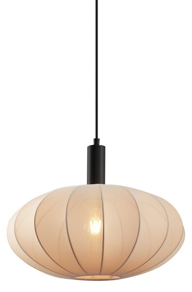 Japandi závesná lampa čierna s hnedým látkovým tienidlom - Bida
