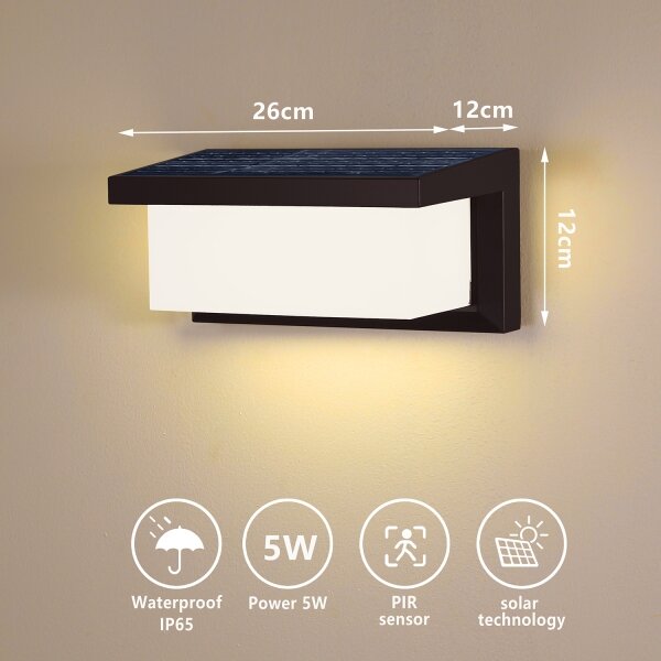 Brilagi - LED Solárne nástenné svietidlo so senzorom BRICKY LED/5W/6V IP65
