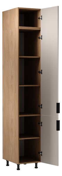 Vysoká kuchynská skriňa SALERNO - šírka 40 cm, dub / béžová