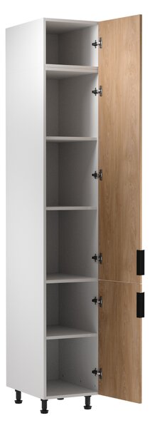 Vysoká kuchynská skriňa SALERNO - šírka 40 cm, biela / dub