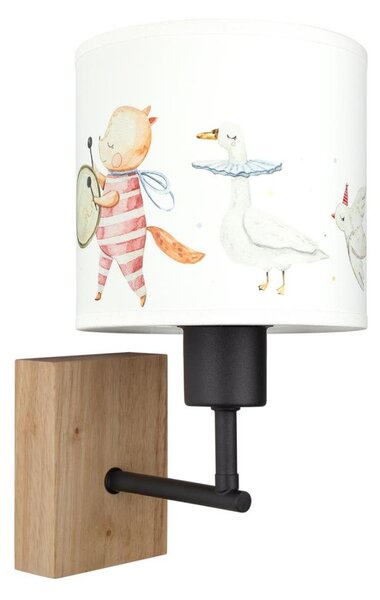 Brilagi - Nástenná lampa BOBO WOOD 1xE27/25W/230V dub/čierna/biela/zvieratká