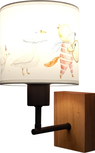 Brilagi - Nástenná lampa BOBO WOOD 1xE27/25W/230V dub/čierna/biela/zvieratká