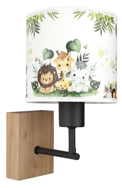 Brilagi - Nástenná lampa BOBO WOOD 1xE27/25W/230V dub/čierna/biela/zelená/džungľa
