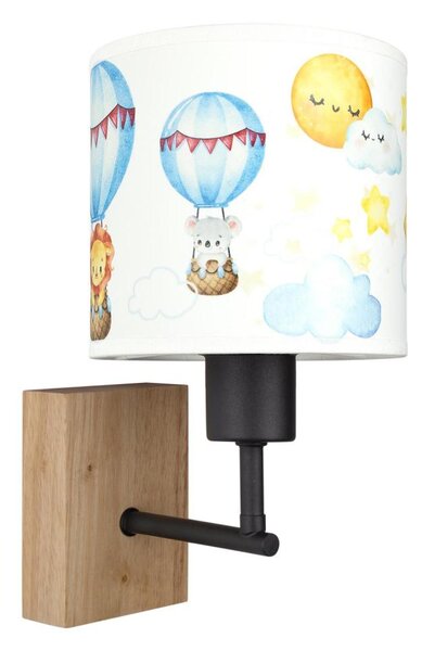 Brilagi - Nástenné svietidlo BOBO WOOD 1xE27/25W/230V dub/čierna/biela/motív zvieratiek