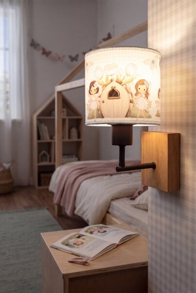 Brilagi - Nástenné svietidlo BOBO WOOD 1xE27/25W/230V dub/čierna/biela/ružová/víly