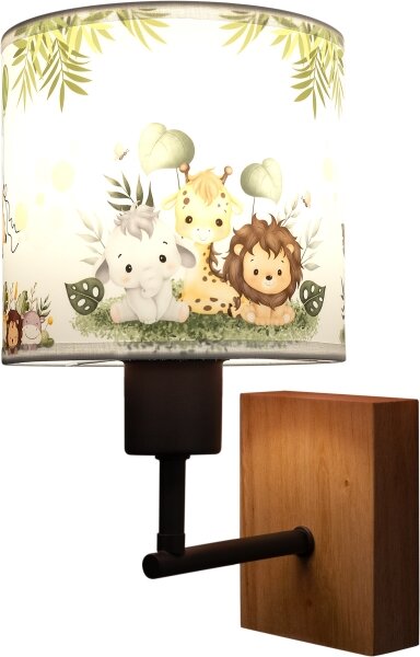 Brilagi - Nástenná lampa BOBO WOOD 1xE27/25W/230V dub/čierna/biela/zelená/džungľa