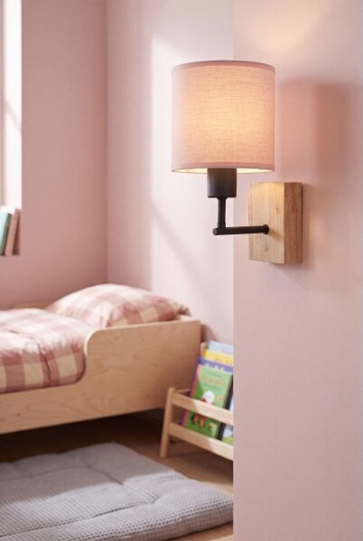 Brilagi - Nástenné svietidlo BOBO WOOD 1xE27/25W/230V dub/čierna/ružová