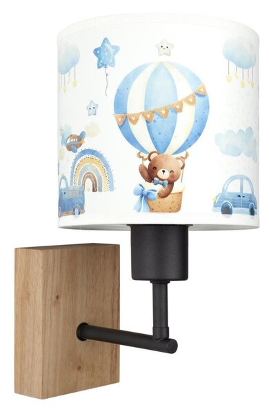 Brilagi - Nástenná lampa BOBO WOOD 1xE27/25W/230V dub/čierna/biela/modrá/medvedíky
