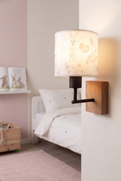 Brilagi - Nástenné svietidlo BOBO WOOD 1xE27/25W/230V dub/čierna/biela/zajačiky