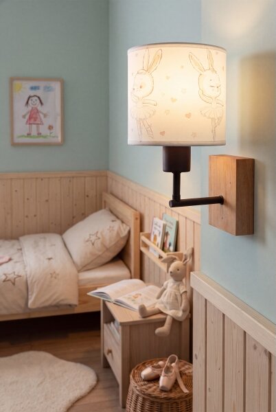 Brilagi - Nástenné svietidlo BOBO WOOD 1xE27/25W/230V dub/čierna/biela/zajačiky