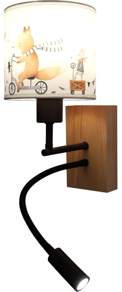 Brilagi - LED flexibilná lampa BOBO WOOD 1xE27/25W/230V + LED/3W dub/čierna/biela/zvierací vzor