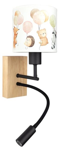 Brilagi - LED flexibilná lampa BOBO WOOD 1xE27/25W/230V + LED/3W dub/čierna/biela/so zvieracím motívom
