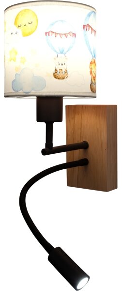 Brilagi - LED Flex. lampa BOBO WOOD 1xE27/25W/230V + LED/3W dub/čierna/biela/zvierací