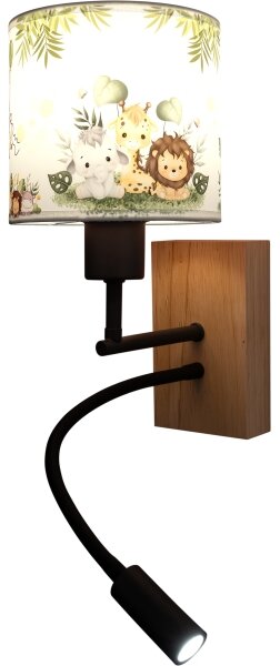 Brilagi-LED Flexibilná lampa BOBO WOOD 1xE27/25W/230V + LED/3W dub/čierna/biela/zelená/džungľa