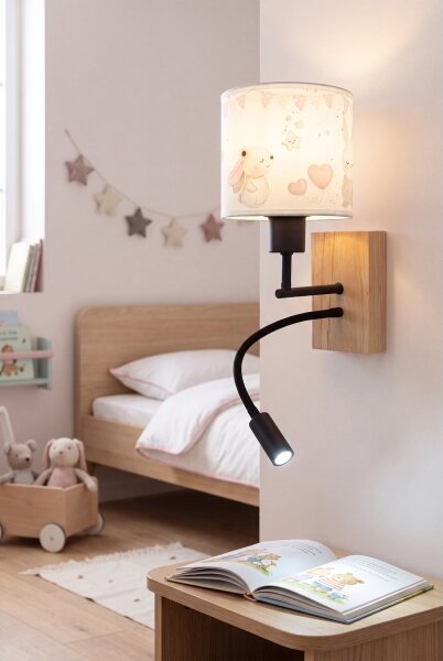 Brilagi - LED flexibilná lampa BOBO WOOD 1xE27/25W/230V + LED/3W dubová/čierna/krémová/kráľovská modrá