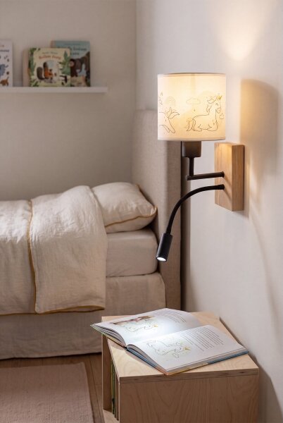 Brilagi - LED Flex. lampa BOBO WOOD 1xE27/25W/230V + LED/3W dub/čierna/biela/jedn