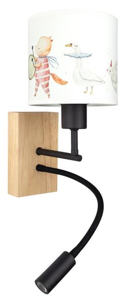 Brilagi - LED flexibilná lampa BOBO WOOD 1xE27/25W/230V + LED/3W dub/čierna/biela/so zvieracím motívom