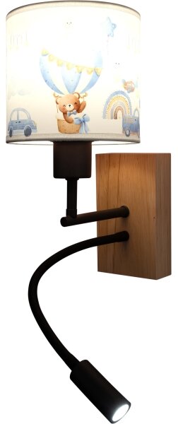 Brilagi-LED Flex. lampa BOBO WOOD 1xE27/25W/230V + LED/3W dub/čierna/biela/modrá/medová