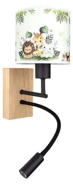 Brilagi-LED Flexibilná lampa BOBO WOOD 1xE27/25W/230V + LED/3W dub/čierna/biela/zelená/džungľa