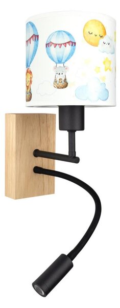 Brilagi - LED Flex. lampa BOBO WOOD 1xE27/25W/230V + LED/3W dub/čierna/biela/zvierací