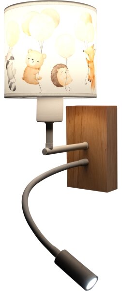 Brilagi - LED flexibilná lampa BOBO WOOD 1xE27/25W/230V + LED/3W dub/biela/zvieratká