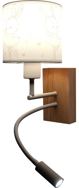 Brilagi - LED Flex. lampa BOBO WOOD 1xE27/25W/230V + LED/3W dub/biela/zajačiky