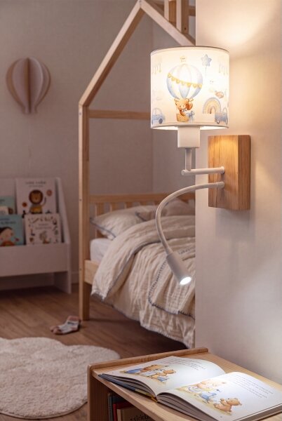 Brilagi - flexibilná LED lampa BOBO WOOD 1xE27/25W/230V + LED/3W dub/biela/modrá/medová