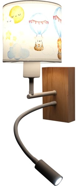 Brilagi - LED Flex. lampa BOBO WOOD 1xE27/25W/230V + LED/3W dub/biela/zvieratká