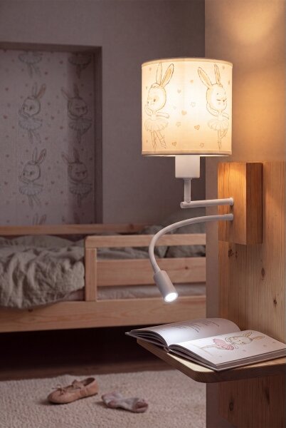 Brilagi - LED Flex. lampa BOBO WOOD 1xE27/25W/230V + LED/3W dub/biela/zajačiky